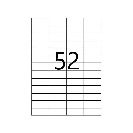 Samolepicí etikety 52,5 x 21,2 mm, 52 etiket, A4, 100 listů