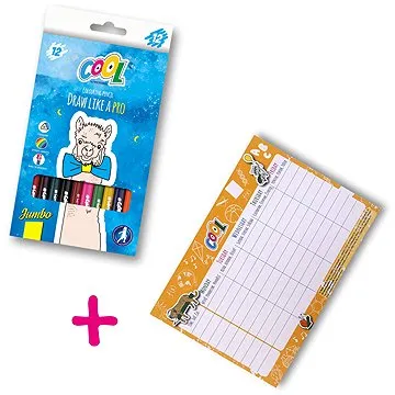 #COOL BY VICTORIA Barevné pastelky jumbo + DÁREK Rozvrh hodin (COOLSET2CZ)
