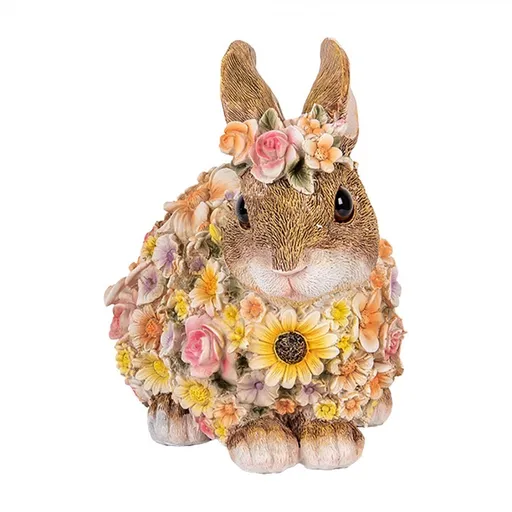 Dekorace figurka králíček posetý květy - 19*12*18 cm Clayre & Eef