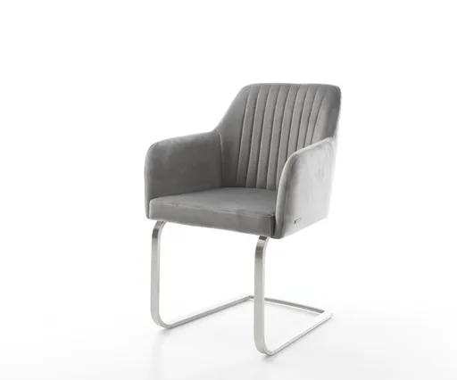 Jídelní židle Greg-Flex šedá samet konzolová podnož nerezová