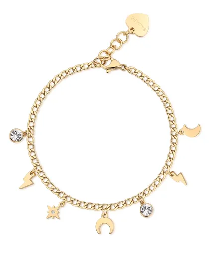 S'Agapõ Hravý pozlacený náramek s přívěsky Message SSG16