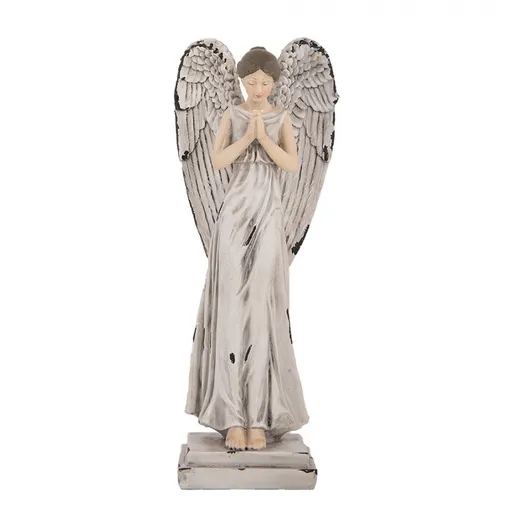 Šedá antik dekorace anděl s odřením Angel - 9*8*23 cm Clayre & Eef