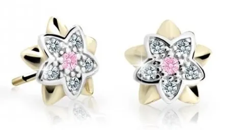 Cutie Jewellery Dětské bicolor náušnice ze žlutého zlata C2210-30-X-1 růžová