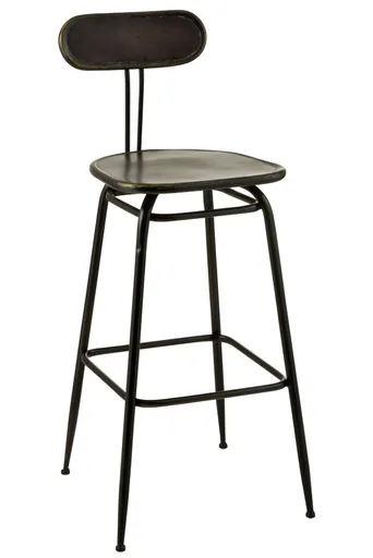 Černá kovová barová stolička s opěrkou Industrial - 45*46* 104cm J-Line by Jolipa
