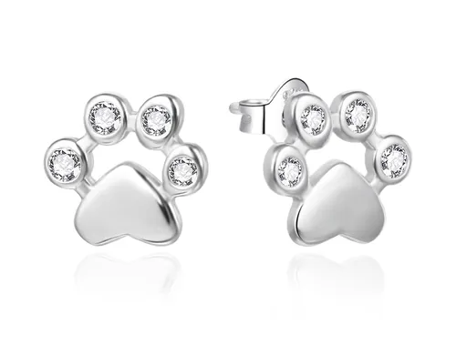Agato Stříbrné náušnice Tlapky se zirkony AGT-E224PW