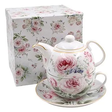 Home Elements Souprava na čaj 3 ks, dekor růže (ROSE0019)