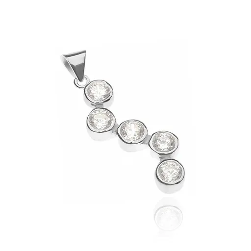 Stříbrný přívěsek 925 - pět čirých zirkonů spojených do CIKCAK vzoru