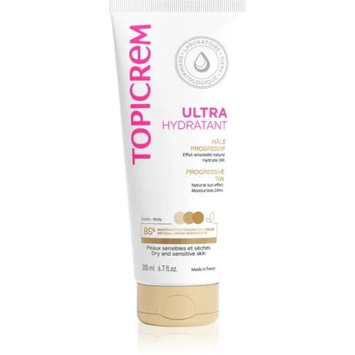 Topicrem UH BODY Ultra-Moisturizing Progressive Tan hydratační samoopalovací mléko pro suchou a citlivou pokožku 200 ml
