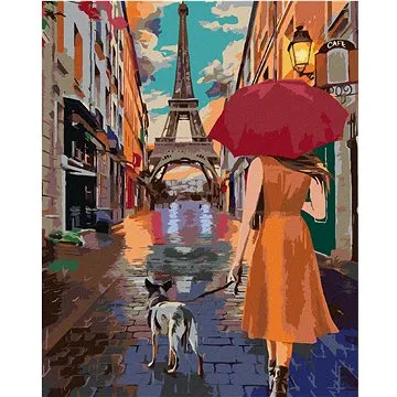 Diamondi - Diamantové malování - PAŘÍŽ EIFFELOVA VĚŽ PROCHÁZKA ULIČKOU, 40x50 cm, Vypnuté plátno na  (606868B)