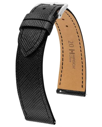 Řemínek Hirsch Giffone - černý - 20 mm - M – Střední délka - 16 mm - Stříbrná