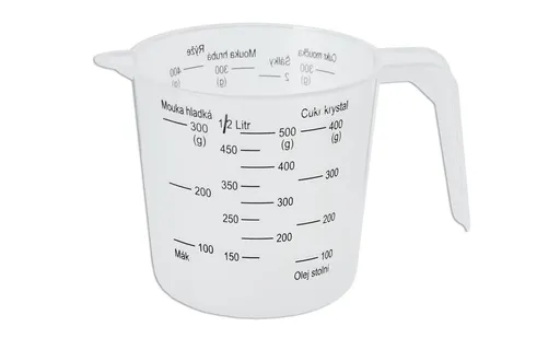 Odměrka plastová s potiskem měřítek - 0,5 l - ORION