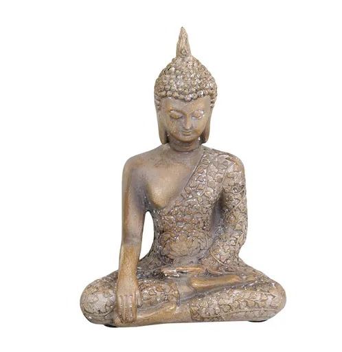 Béžová antik dekorace sedící Buddha - 10*5*13 cm Chic Antique