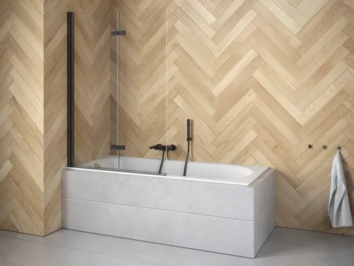 BESCO Vanová zástěna LUMIX BLACK Barva rámu Černá matná, Rozměr A 100, Směr zavírání Univerzální Levé / Pravé, Výplň Čiré bezpečnostní sklo 6 mm BCLUMBL100BC