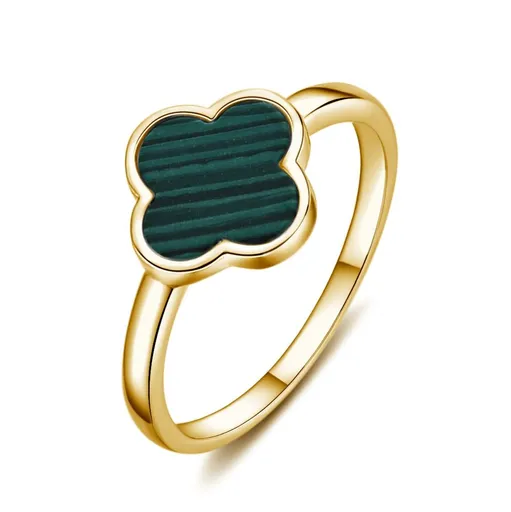 MOISS Luxusní pozlacený prsten Čtyřlístek R0004486-P 55 mm