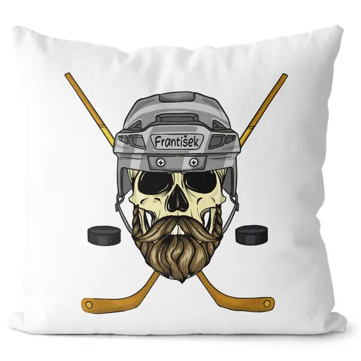 Polštář Hokejová lebka se jménem (Velikost: 40 x 40 cm, Jméno: František)