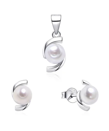 MOISS Stříbrná sada šperků s pravou perlou SP000120 (přívěsek, náušnice)