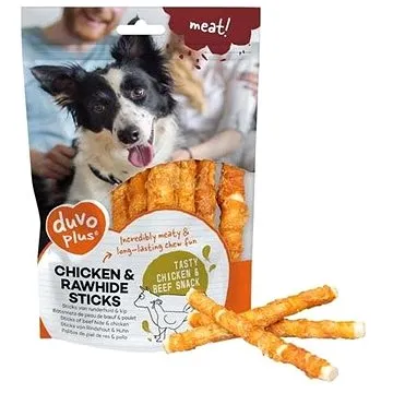 DUVO+ Meat! tyčinka z bůvolí kůže omotaná kuřecím masem S 12,5cm 100g (5414365359928)