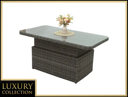 DEOKORK Ratanový stůl výsuvný jídelní/odkládací 150 x 80 cm MALIBU (šedá)