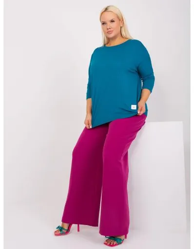 Dámská halenka s 3/4 rukávy bavlněná plus size MAKA mořská