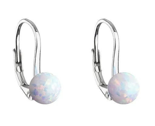 Evolution Group - Pavona Půvabné stříbrné náušnice s bílým syntetickým opálem 11242.1