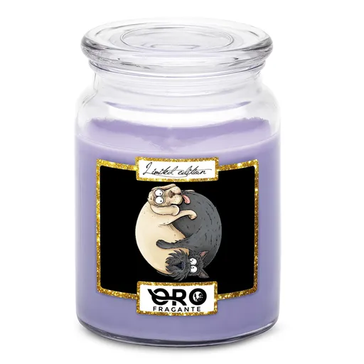 Svíčka Jin Jang – psi (Vůně svíčky: Levandule)