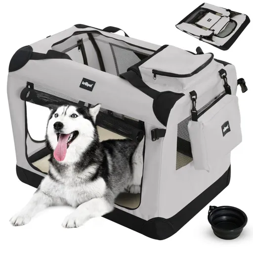 Leopet Přepravní box pro psy XXL, 91 x 63 x 63 cm, šedý
