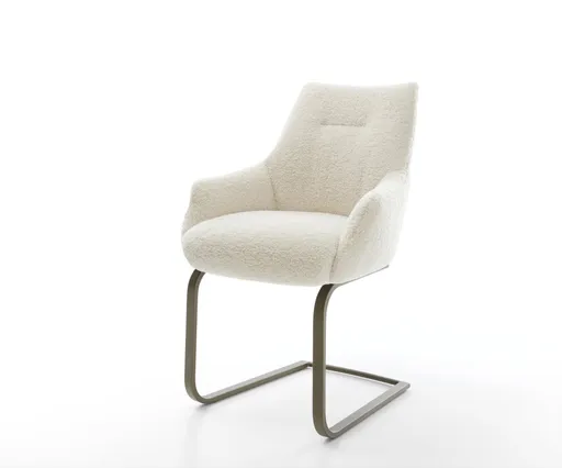 Jídelní židle Alja-Flex s područkami plyšový manšestr béžová