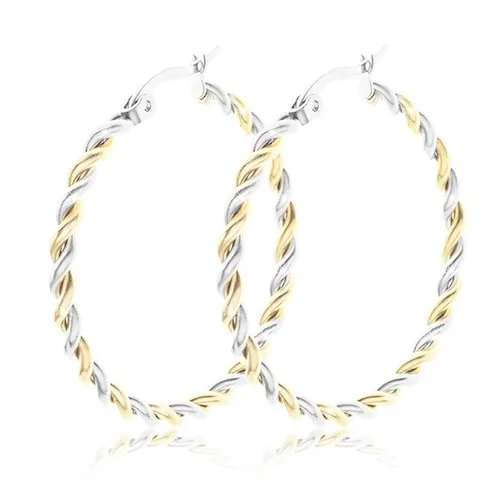 Splétané náušnice z oceli 316L, kruhy, dvoubarevné provedení