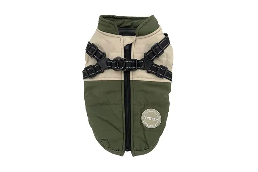 Vsepropejska City-warm zimní bunda pro psa s postrojem Barva: Zelená, Délka zad (cm): 26, Obvod hrudníku: 30 - 38 cm