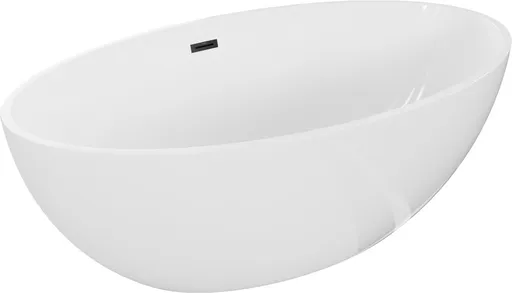 MEXEN/S Nike volně stojící vana 175 x 100, bílá, sifon a přepad černá 54071751000-70