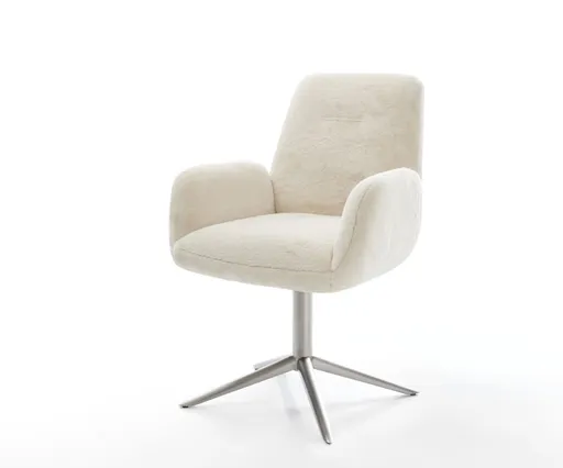 Jídelní židle Zoa-Flex plyšový manšestr krémová bílá křížová