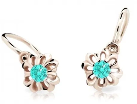 Cutie Jewellery Něžné dětské náušnice z růžového zlata C2208-10-X-4 světle zelená
