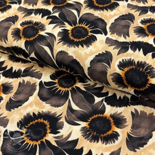 Viskóza se lnem Sunlower design A digital print