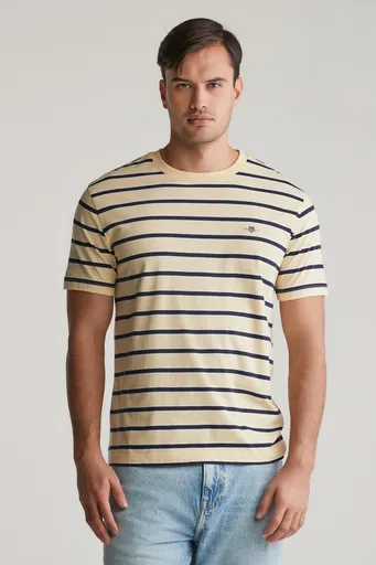 TRIČKO GANT STRIPED SS TSHIRT DUSTY LIGHT YELLOW