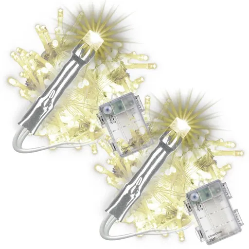 Sada vánočních LED řetězů 10 m, 100 LED, teplá bílá, 2 ks