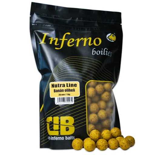 Carp Inferno Boilies Nutra Line Banán/Oliheň - 24mm 1kg,Carp Inferno Boilies Nutra Line Banán/Oliheň - 24mm 1kg