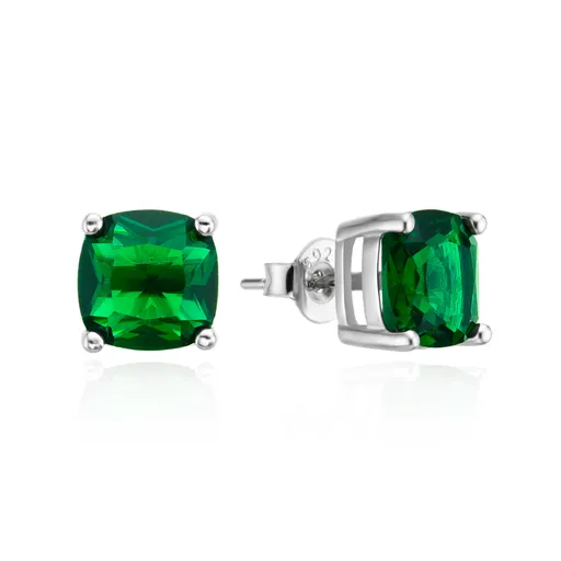 Agato Elegantní stříbrné náušnice se zelenými zirkony AGT-E247PGR