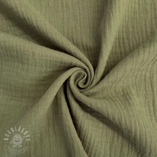 Dvojitá gázovina/mušelín moss green ORGANIC