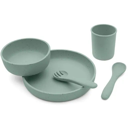 KikkaBoo Jídelní sada 5-dílná Platinum Silicone Sage