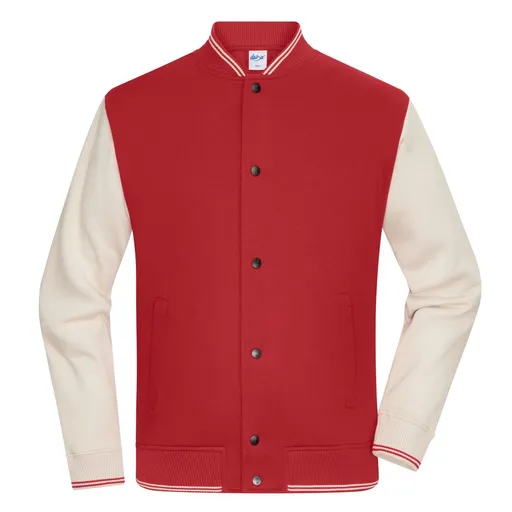 James & Nicholson (Daiber) Dvoubarevná mikina College - Karmínově červená / pískovcová | 3XL