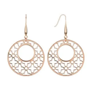 Náušnice z oceli 316L v měděném odstínu - vyřezávaný vzor květů