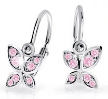 Cutie Jewellery Dětské náušnice z bílého zlata Motýlci C2259-10-X-2 růžová