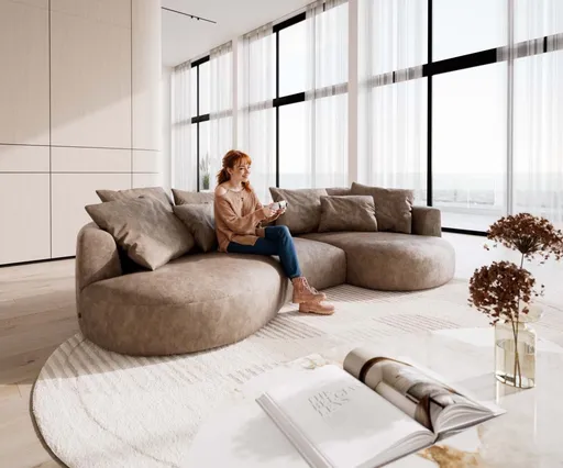 Pohovka Edina 330x170 cm mikrovlákno taupe vintage