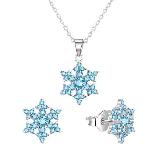 Agato Sada stříbrných šperků Sněhové vločky AGT-SET02LB (náušnice, řetízek, přívěsek)