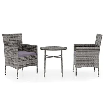 3dílný zahradní jídelní set polyratan šedý , 3098023 (3098023)