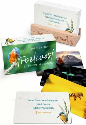 Trpělivost - Tajemství úspěchu - karty s dřevěným stojánkem - Sri Chinmoy