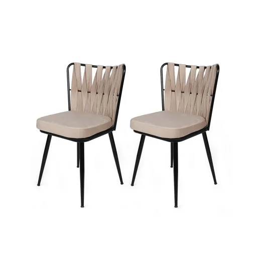 Sada jídelních židlí Kusakli Cream and Black, 2 ks, 2 ks