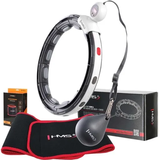 HMS SET HHM15 + BR163 Sada masážní obruče se závažím a zeštíhlujícího pásu, černá, velikost