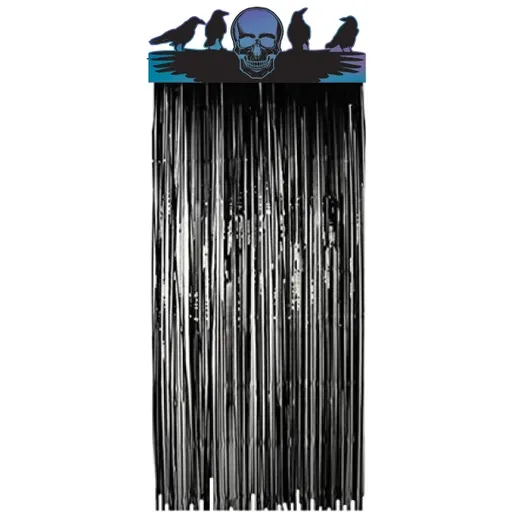 Amscan Párty závěs - Holografické lebky 99 cm x 235 cm