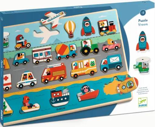 Dřevěné vkládací puzzle Vroom